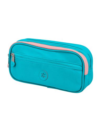Estuche Portatodo Antartik Fusion Flex 3 Cremalleras Turquesa Compañero Mochila 100X60X220 Mm