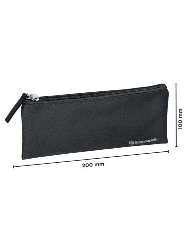 Estuche Portatodo Liderpapel Plano Ancho Una Cremallera 200X100 Mm Negro