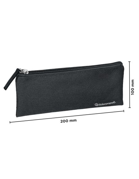 Estuche Portatodo Liderpapel Plano Ancho Una Cremallera 200X100 Mm Negro