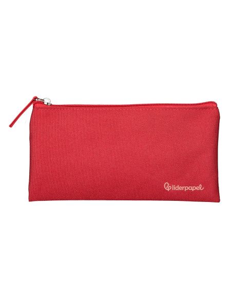 Estuche Portatodo Liderpapel Plano Ancho Una Cremallera 200X100 Mm Rojo