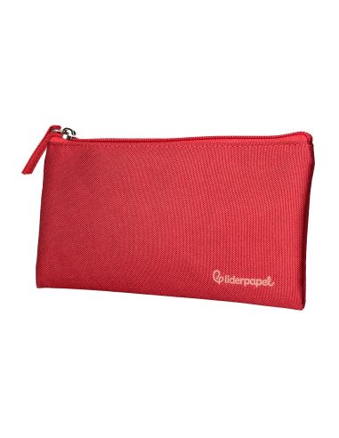 Estuche Portatodo Liderpapel Plano Ancho Una Cremallera 200X100 Mm Rojo
