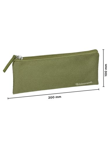 Estuche Portatodo Liderpapel Plano Ancho Una Cremallera 200X100 Mm Verde Militar