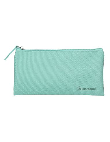 Estuche Portatodo Liderpapel Plano Ancho Una Cremallera 200X100 Mm Verde Manzana