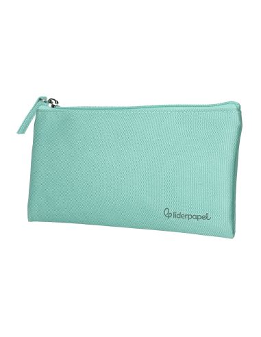 Estuche Portatodo Liderpapel Plano Ancho Una Cremallera 200X100 Mm Verde Manzana