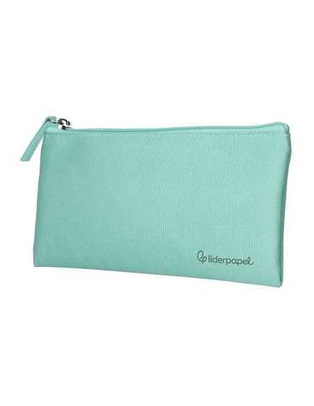 Estuche Portatodo Liderpapel Plano Ancho Una Cremallera 200X100 Mm Verde Manzana