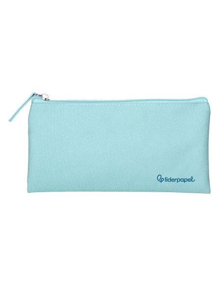 Estuche Portatodo Liderpapel Plano Ancho Una Cremallera 200X100 Mm Azul Celeste