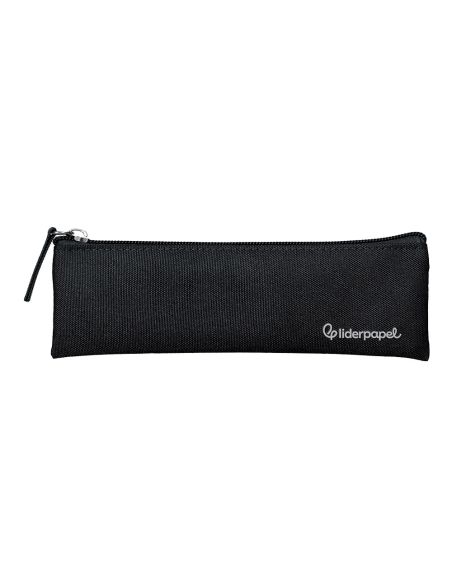 Estuche Portatodo Liderpapel Plano Estrecho Una Cremallera 200X60 Mm Negro