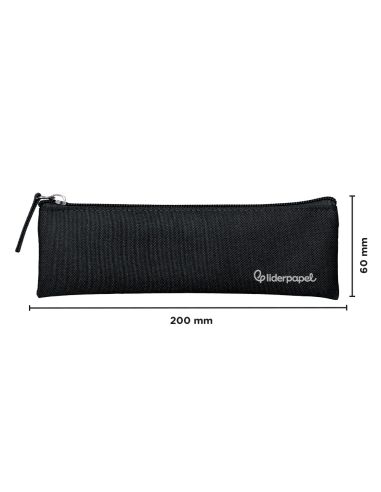 Estuche Portatodo Liderpapel Plano Estrecho Una Cremallera 200X60 Mm Negro