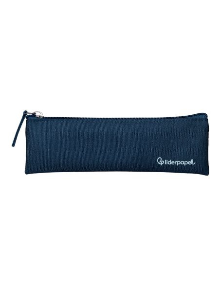 Estuche Portatodo Liderpapel Plano Estrecho Una Cremallera 200X60 Mm Azul Marino