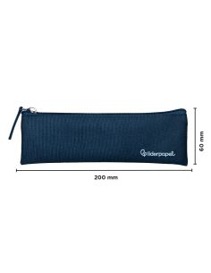 Estuche Portatodo Liderpapel Plano Estrecho Una Cremallera 200X60 Mm Azul Marino 2