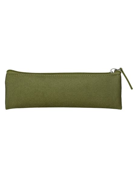 Estuche Portatodo Liderpapel Plano Estrecho Una Cremallera 200X60 Mm Verde Militar