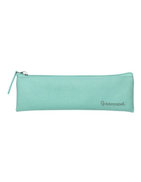 Estuche Portatodo Liderpapel Plano Estrecho Una Cremallera 200X60 Mm Verde Manzana
