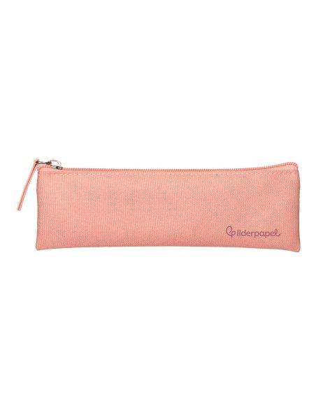 Estuche Portatodo Liderpapel Plano Estrecho Una Cremallera 200X60 Mm Rosa