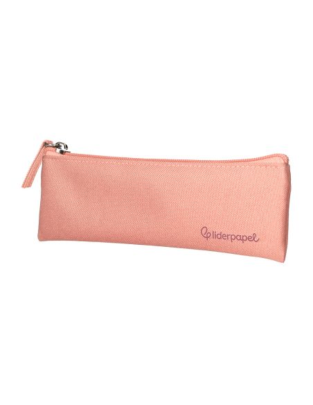 Estuche Portatodo Liderpapel Plano Estrecho Una Cremallera 200X60 Mm Rosa