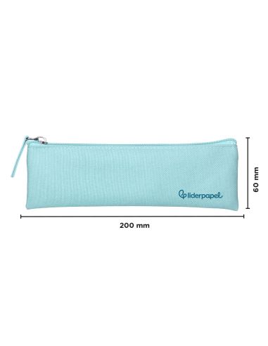 Estuche Portatodo Liderpapel Plano Estrecho Una Cremallera 200X60 Mm Azul Celeste
