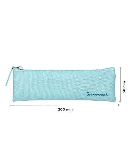 Estuche Portatodo Liderpapel Plano Estrecho Una Cremallera 200X60 Mm Azul Celeste