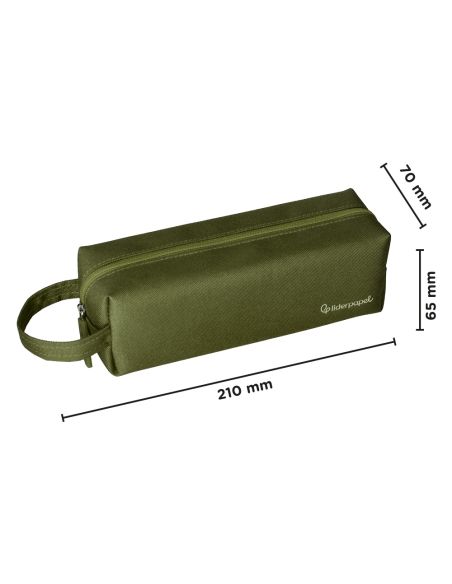Estuche Portatodo Liderpapel Classic Rectangular Con Asa 210X70Mm Verde Militar
