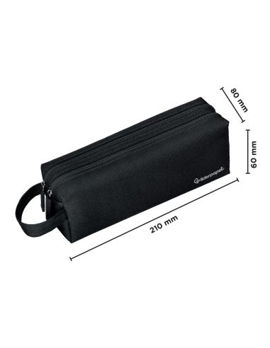 Estuche Portatodo Liderpapel Classic Rectangular Con Asa 2 Cremalleras 210 X80Mm Negro