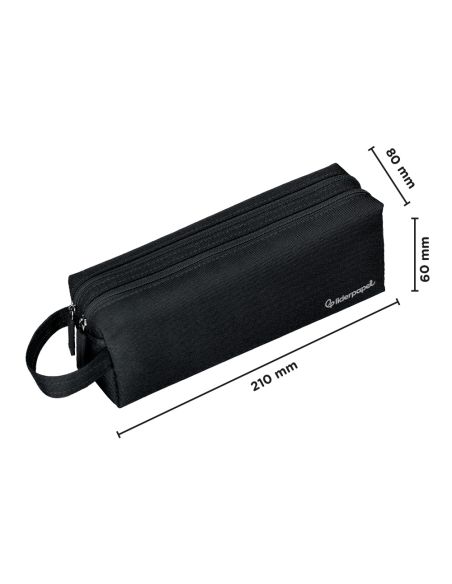 Estuche Portatodo Liderpapel Classic Rectangular Con Asa 2 Cremalleras 210 X80Mm Negro
