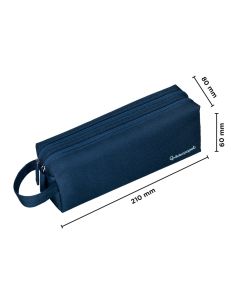 Estuche Portatodo Liderpapel Classic Rectangular Con Asa 2 Cremalleras 210 X80Mm Azul Marino 2