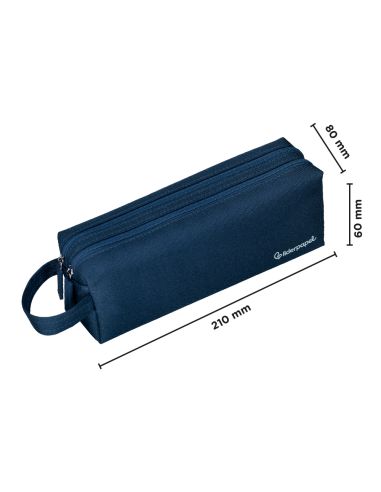 Estuche Portatodo Liderpapel Classic Rectangular Con Asa 2 Cremalleras 210 X80Mm Azul Marino