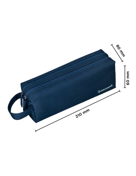 Estuche Portatodo Liderpapel Classic Rectangular Con Asa 2 Cremalleras 210 X80Mm Azul Marino