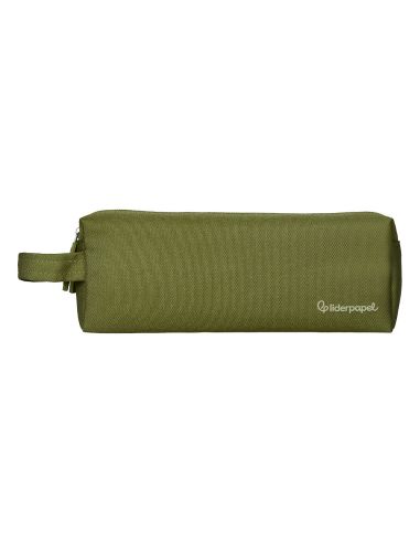 Estuche Portatodo Liderpapel Classic Rectangular Con Asa 2 Cremalleras 210 X80Mm Verde Militar
