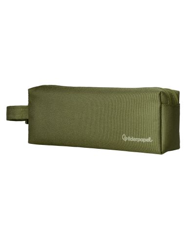 Estuche Portatodo Liderpapel Classic Rectangular Con Asa 2 Cremalleras 210 X80Mm Verde Militar