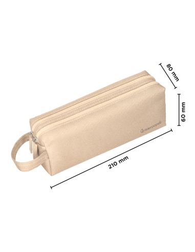 Estuche Portatodo Liderpapel Classic Rectangular Con Asa 2 Cremalleras 210 X80Mm Crema