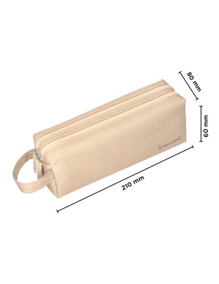 Estuche Portatodo Liderpapel Classic Rectangular Con Asa 2 Cremalleras 210 X80Mm Crema