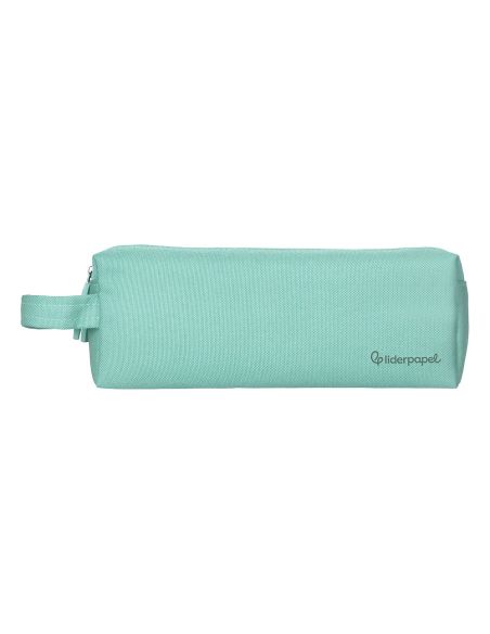 Estuche Portatodo Liderpapel Classic Rectangular Con Asa 2 Cremalleras 210 X80Mm Verde Manzana