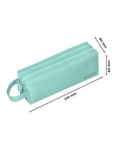 Estuche Portatodo Liderpapel Classic Rectangular Con Asa 2 Cremalleras 210 X80Mm Verde Manzana 2