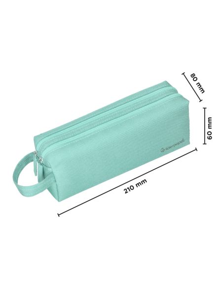 Estuche Portatodo Liderpapel Classic Rectangular Con Asa 2 Cremalleras 210 X80Mm Verde Manzana