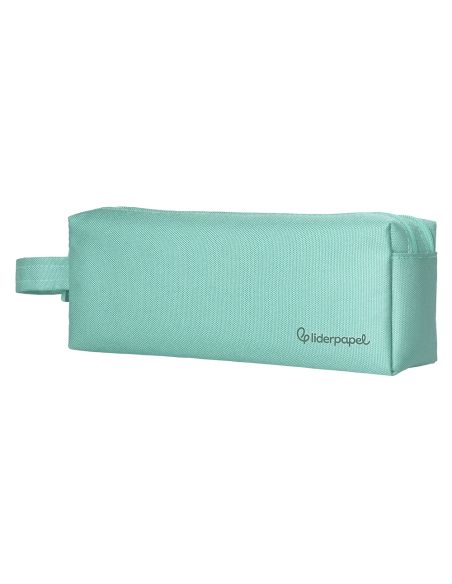 Estuche Portatodo Liderpapel Classic Rectangular Con Asa 2 Cremalleras 210 X80Mm Verde Manzana