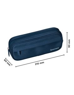 Estuche Portatodo Liderpapel Classic Ovalado 2 Cremalleras Con Bolsillo Delantero 210X90Mm Azul Marino 2