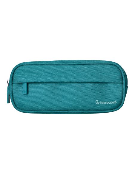 Estuche Portatodo Liderpapel Classic Ovalado 2 Cremalleras Con Bolsillo Delantero 210X90Mm Azul Turquesa