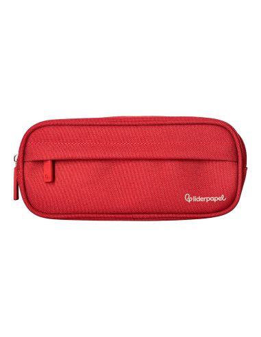 Estuche Portatodo Liderpapel Classic Ovalado 2 Cremalleras Con Bolsillo Delantero 210X90Mm Rojo