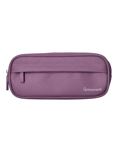 Estuche Portatodo Liderpapel Classic Ovalado 2 Cremalleras Con Bolsillo Delantero 210X90Mm Morado Empolvado
