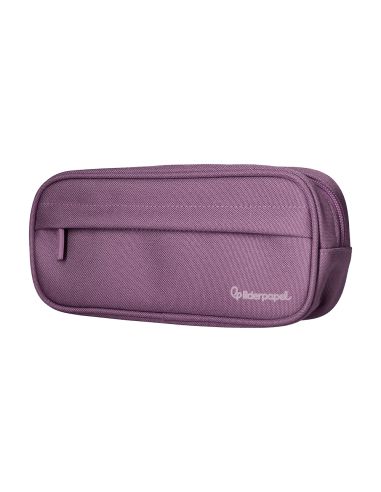 Estuche Portatodo Liderpapel Classic Ovalado 2 Cremalleras Con Bolsillo Delantero 210X90Mm Morado Empolvado