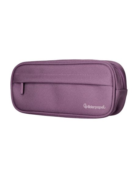 Estuche Portatodo Liderpapel Classic Ovalado 2 Cremalleras Con Bolsillo Delantero 210X90Mm Morado Empolvado