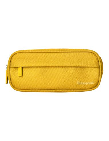 Estuche Portatodo Liderpapel Classic Ovalado 2 Cremalleras Con Bolsillo Delantero 210X90Mm Amarillo