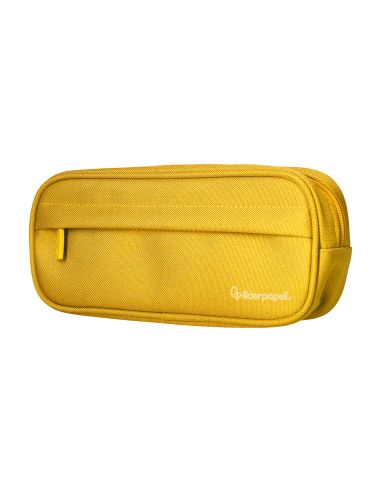 Estuche Portatodo Liderpapel Classic Ovalado 2 Cremalleras Con Bolsillo Delantero 210X90Mm Amarillo