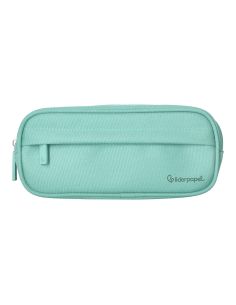 Estuche Portatodo Liderpapel Classic Ovalado 2 Cremalleras Con Bolsillo Delantero 210X90Mm Verde Manzana