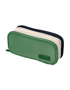 Estuche Portatodo Liderpapel Funky 3 Cremalleras Con Aperturas Laterales Verde Blanco Azul 220X100X65 Mm