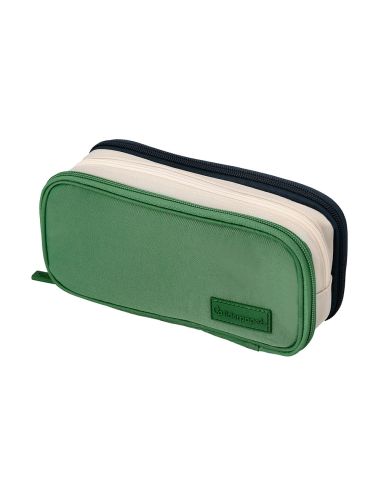 Estuche Portatodo Liderpapel Funky 3 Cremalleras Con Aperturas Laterales Verde Blanco Azul 220X100X65 Mm
