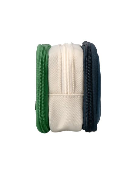 Estuche Portatodo Liderpapel Funky 3 Cremalleras Con Aperturas Laterales Verde Blanco Azul 220X100X65 Mm