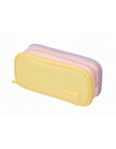 Estuche Portatodo Liderpapel Funky 3 Cremalleras Con Aperturas Laterales Amarillo Rosa Lila 220X100X65 Mm