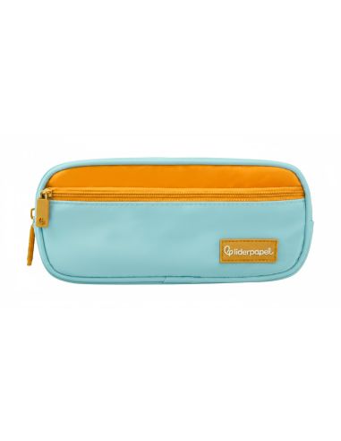 Estuche Portatodo Liderpapel Duo 2 Cremalleras Con Bolsillofrontal Azul Claro 220X90X50 Mm