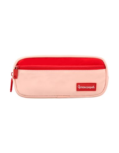 Estuche Portatodo Liderpapel Duo 3 Cremalleras Con Bolsillofrontal Rosa 220X90X70 Mm