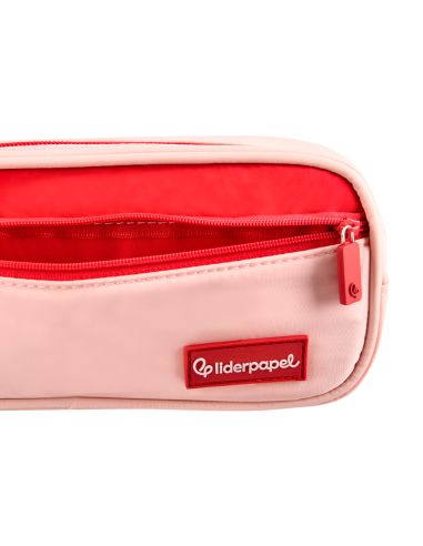 Estuche Portatodo Liderpapel Duo 3 Cremalleras Con Bolsillofrontal Rosa 220X90X70 Mm